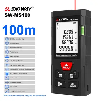 Лазерен далекомер Sndway SW MT4 MS50 MS70 MS100 цифров далекомер, 40 м, 50 м 70 М 100 м Далекомер измервателен инструмент