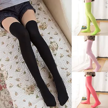 1 чифт Нови горещи жени и девойка модни ежедневните еластични секси чорапи над коляното, черни/бели чорапи над коляното