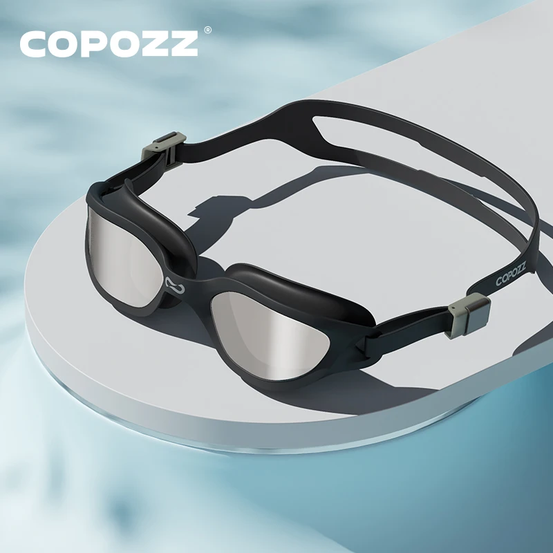 COPOZZ HD Регулируеми плувни очила с защита срещу замъгляване и виолетови, Очила за гмуркане, професионални силиконови очила за плуване за мъже0