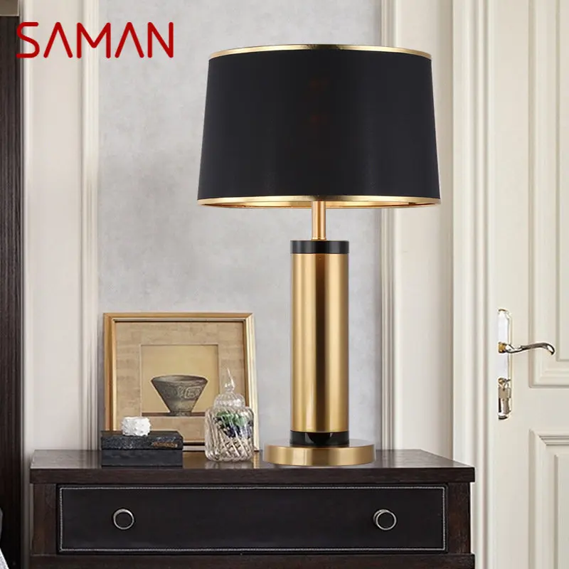Модерна настолна лампа SAMAN от черното злато, led ретро творчески малка странична лампа за дома, хол, спалня0