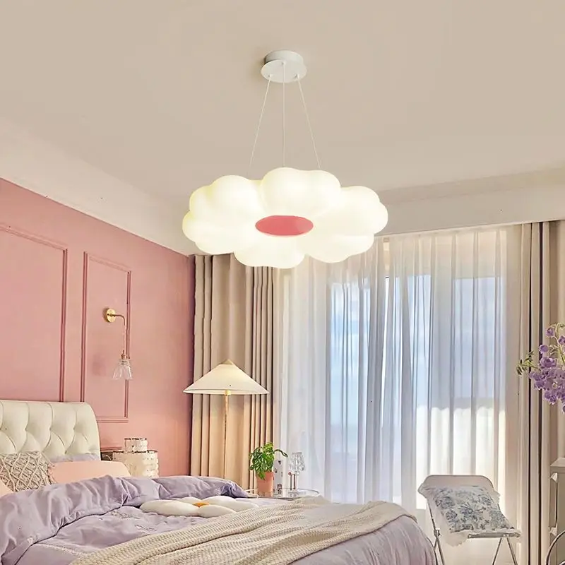 Модерни полилеи за спални за момичета, обикновени лампи във формата на цвете, топла и романтична детска стая, полилей в стаята на принцесата, осветителни тела за спалнята0