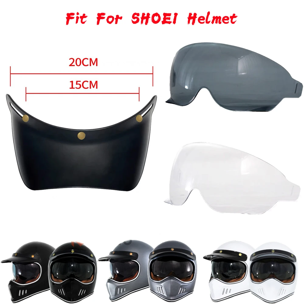 Универсален мотоциклет каска с козирка, леща, 3 бутона, ретро-шлем с периферия, очила, мотоциклет шлем с периферия, подходящи за каска SHOEI0