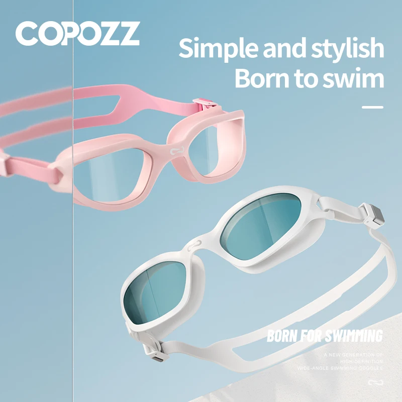 COPOZZ HD Регулируеми плувни очила с защита срещу замъгляване и виолетови, Очила за гмуркане, професионални силиконови очила за плуване за мъже1