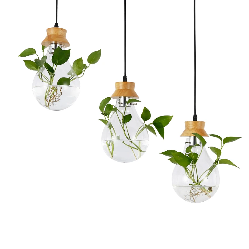 Модерни дизайнерски стъклени плафониери Свеж градински саксия ресторант магазин висящи лампи Витрина висящи лампи1