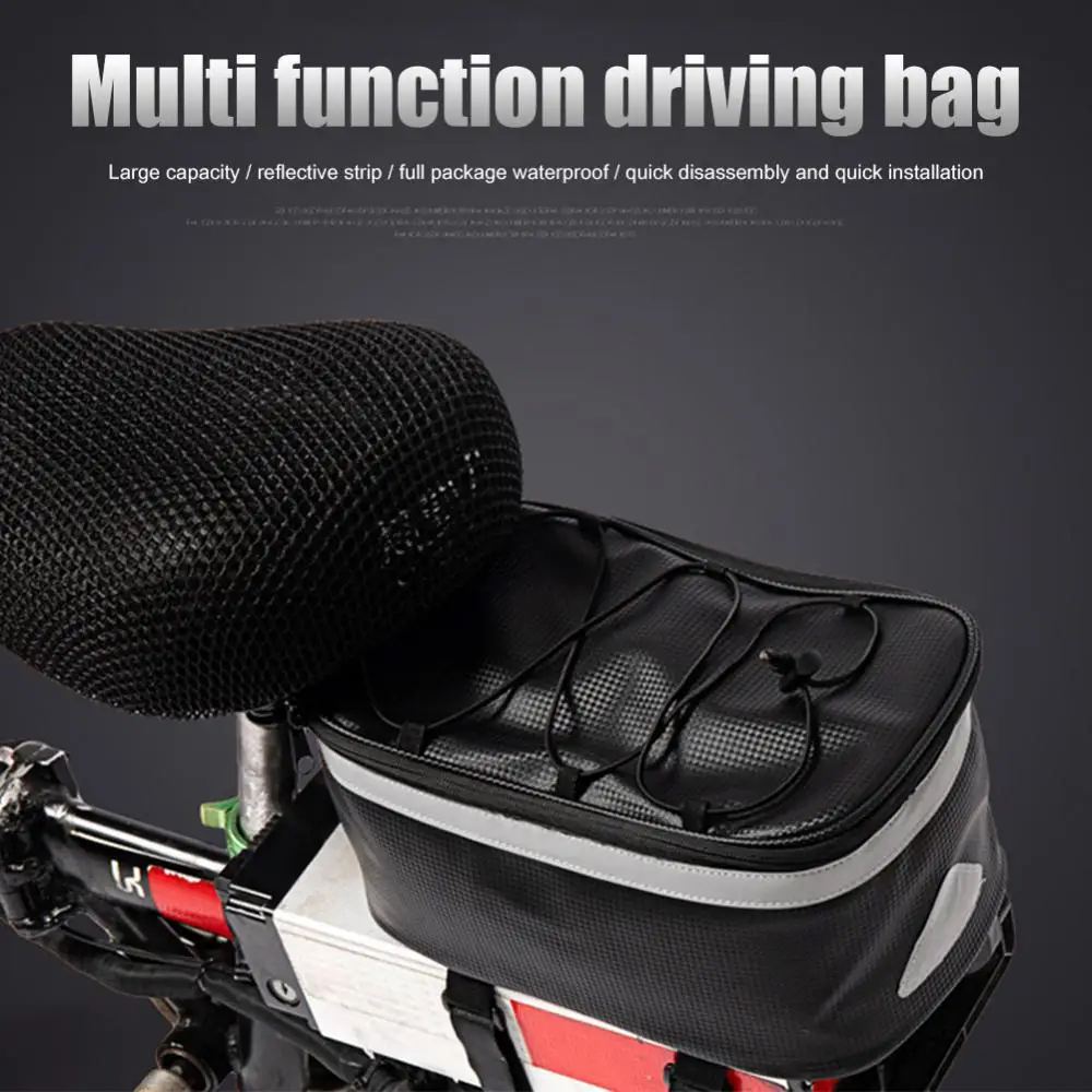 Сигурна чанта за багажник на велосипеда със защитата от пръски, богат на функции велосипедна чанта Reflector Vision капацитет 7 л, твърда чанта за съхранение на задната седалка на мотора1