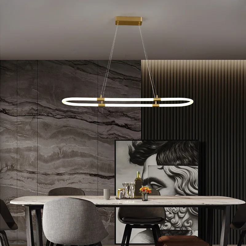 Скандинавска полилей, креативен модерен прост бар маса за хранене, led изцяло медна трапезария полилей, подвесная лампа1