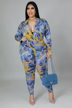 2021, дамски пролетно-есенна градинска мода, ежедневни риза с етнически принтом, комплект от две части