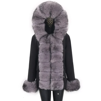 2022 Зимно дамско палто от естествена лисьего кожа, дамско палто, дебели топли паркове, дамски якета, връхни дрехи, градинска облекло