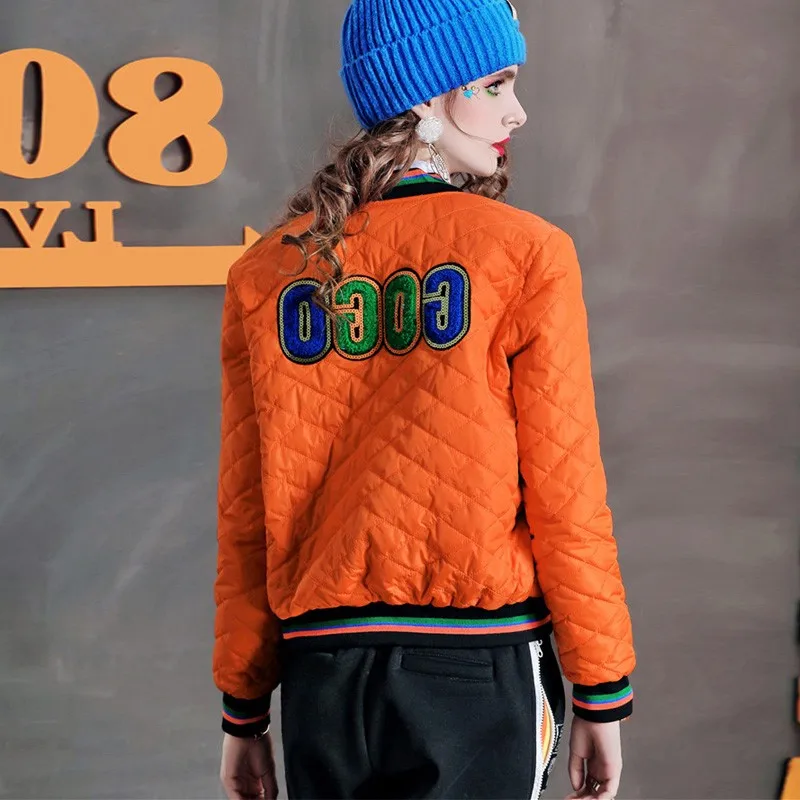 Y2k Дамски модни свободна стеганая яке с цип, палта, реколта дамски връхни дрехи с дълъг ръкав, бейзболна яке-бомбер, есенни ватирани палта2