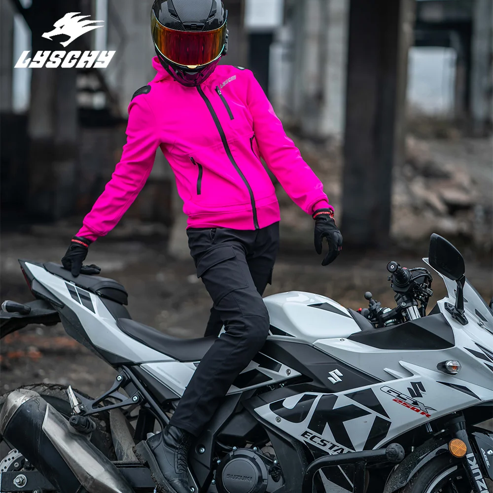 Дамски мотоциклетът яке, панталон, зимни дамски мотоциклетни бронирани жилетки, дамски байкерские windbreakers, Костюми за мотокрос, розова тънка горна дреха, палто с качулка2