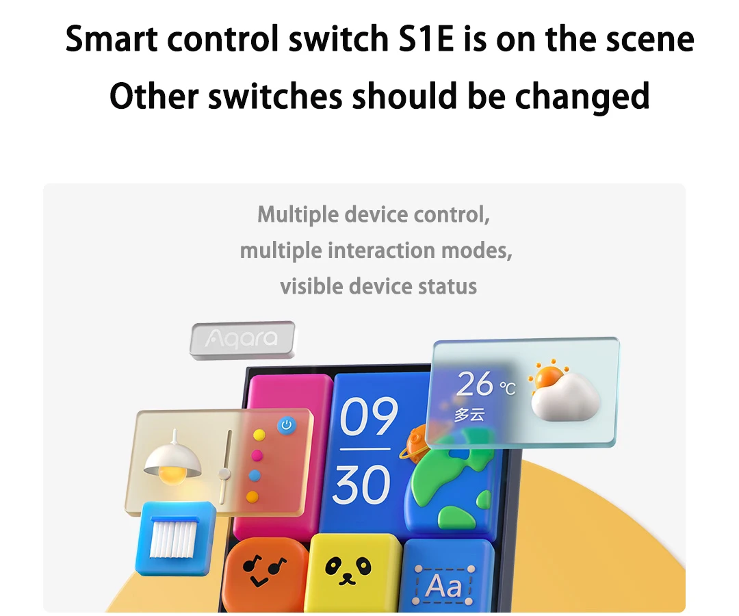 Aqara Smart Switch S1E smart home тъчпад за управление на сцена led сензорен панел за гласово управление дистанционно ключа Homekit приложение Aqara3