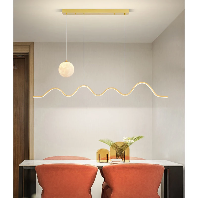 Дъговидна полилей, модерен минималистичен, с отделна лампа, creative zen-чайна, подвесная полилей за кухня, рецепция, фоайе3