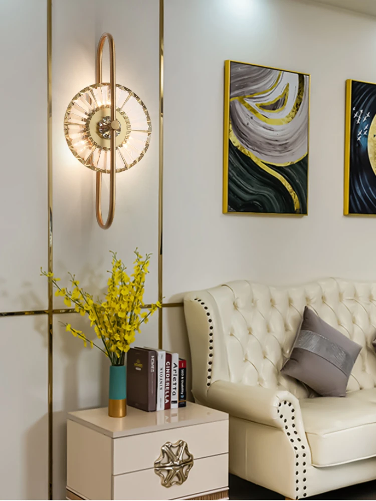 Модерен арт златен led дизайнерски стенен лампа, хол, спалня, таванско помещение, хотел, художественото оформление на закрито, кристал, с монтиран на стената лампа3