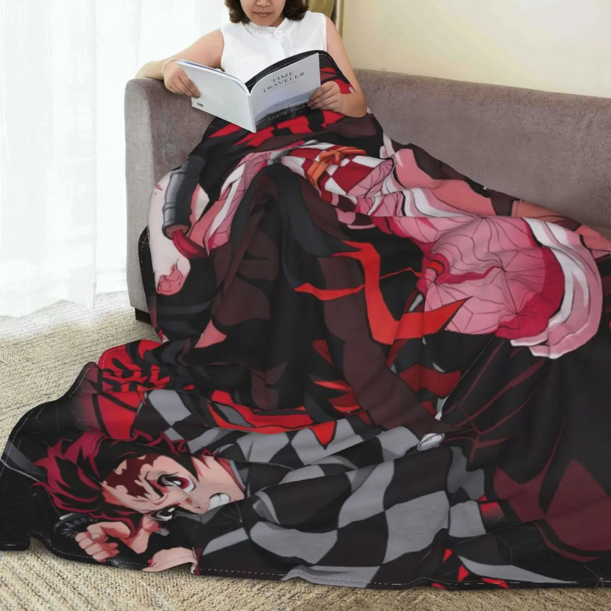 Одеяла Kamado Nezuko Demon Slayer, мултифункционален лесно доловими одеяло с принтом за дивана, покривка за спално бельо3