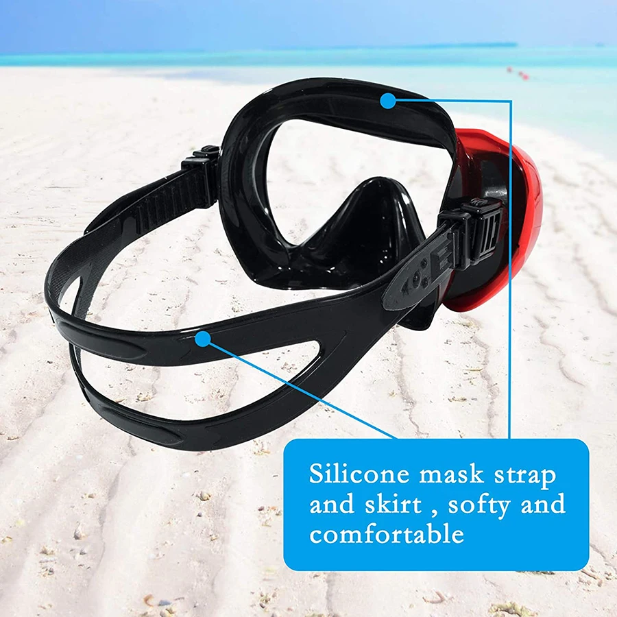 Унисекс, нова маска за гмуркане с големи лещи, изработени от закалено стъкло, екипировка за гмуркане със сух езда, шнорхел за подводно плуване за възрастни, комплект огледални очила за гмуркане3