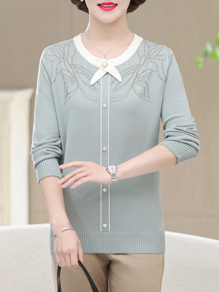 Жена пуловер с дълъг ръкав 2023, пролетта на корейски модерен пуловер, дамски дрехи, ежедневни блузи с кръгло деколте за жени4