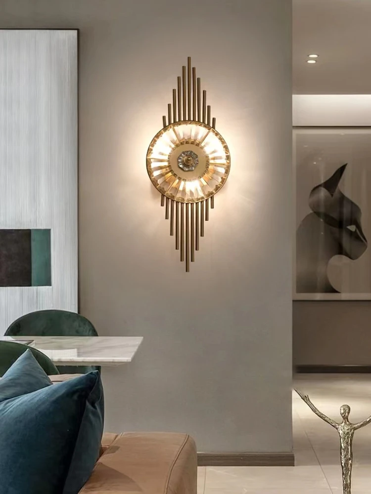 Модерен арт златен led дизайнерски стенен лампа, хол, спалня, таванско помещение, хотел, художественото оформление на закрито, кристал, с монтиран на стената лампа4