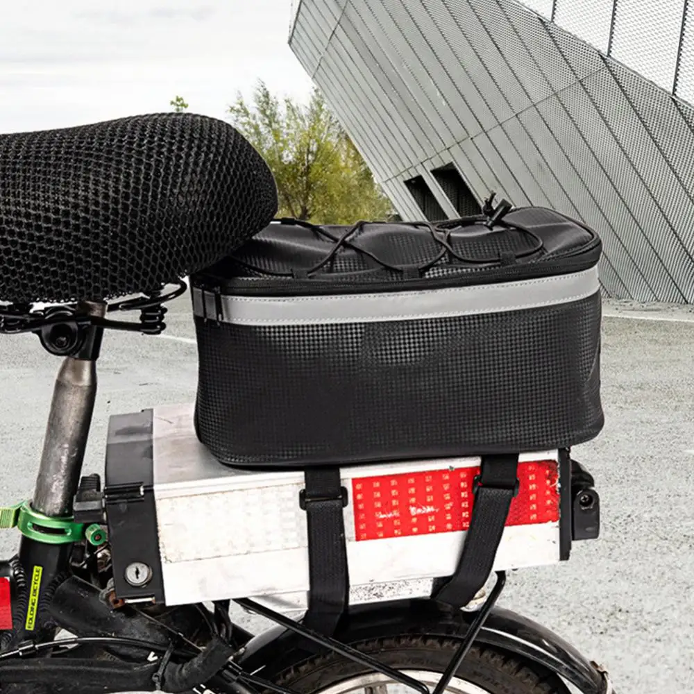 Сигурна чанта за багажник на велосипеда със защитата от пръски, богат на функции велосипедна чанта Reflector Vision капацитет 7 л, твърда чанта за съхранение на задната седалка на мотора4