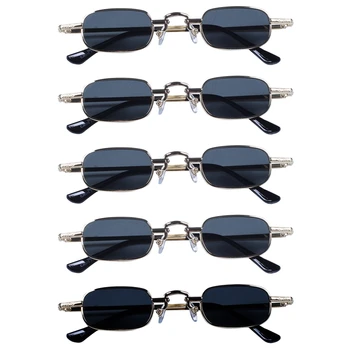 6-кратни ретро пънк очила, прозрачни квадратни слънчеви очила, дамски ретро слънчеви очила, мъжки метални рамки-Черно, сиво и златен