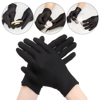 6 Чифта ръкавици за защита на труда, летни тънки черни памучни ръкавици за проверка на качеството, работни дишащи ръкавици без хлъзгане