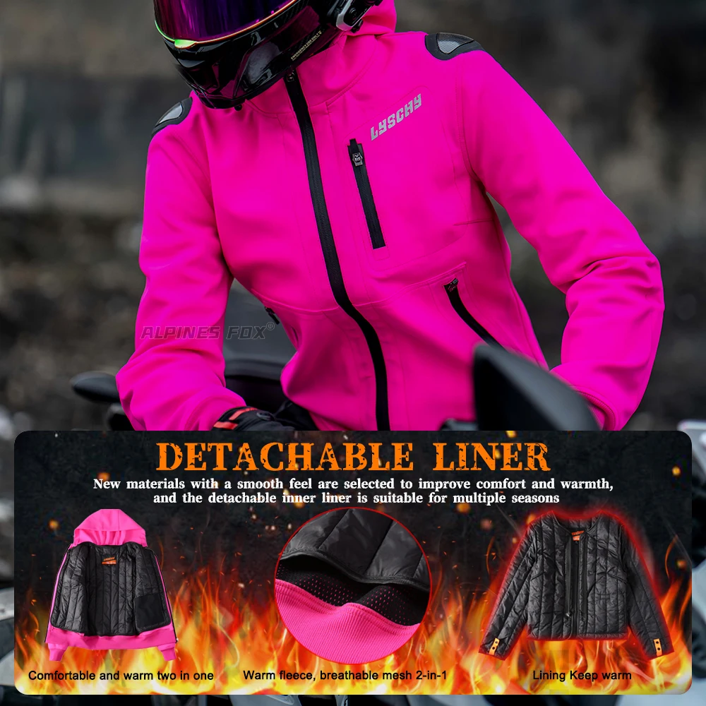 Дамски мотоциклетът яке, панталон, зимни дамски мотоциклетни бронирани жилетки, дамски байкерские windbreakers, Костюми за мотокрос, розова тънка горна дреха, палто с качулка5