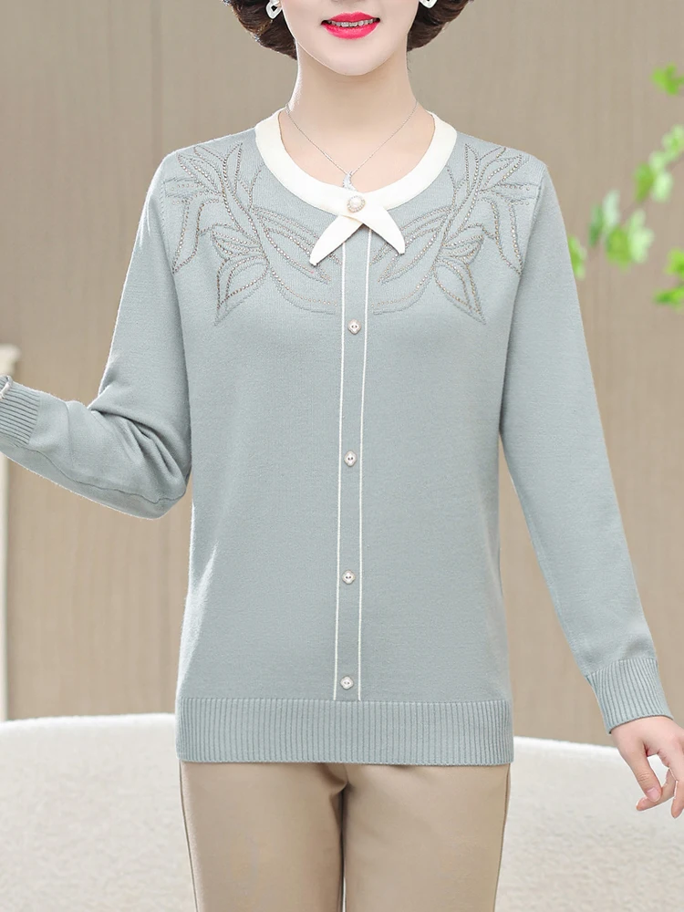 Жена пуловер с дълъг ръкав 2023, пролетта на корейски модерен пуловер, дамски дрехи, ежедневни блузи с кръгло деколте за жени5