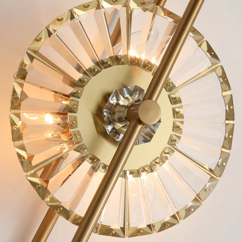 Модерен арт златен led дизайнерски стенен лампа, хол, спалня, таванско помещение, хотел, художественото оформление на закрито, кристал, с монтиран на стената лампа5