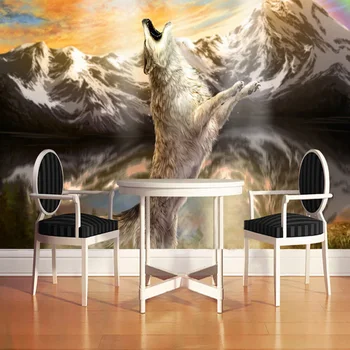 beibehang Потребителски 3D фотообои лош Вълк Снежен планински пейзаж на Фона на Стенни картини за Декорация на хола тапети