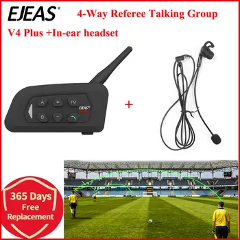 EJEAS V4C ПЛЮС Слушалки за вътрешна връзка футболен съдия 1500 м пълен дуплекс ухото на куката, Bluetooth слушалки на ушите Переговорное устройство