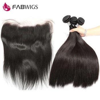 Fabwigs Директен лейси предна закопчалка с бразилски переплетением коса, снопове от 100% човешка коса, връзки с фронтален переплетением коса Remy