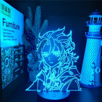 Genshin Impact Albedo 3D Led Нощни лампи Аниме Фигурно украса Maison Room Decor Манга Акумулаторна Украшение Колекция ТЕГЛО