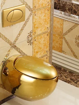 Inodoro de oro montado en la pared, pequeño armario de agua suspendido познати, inodoro montado en la pared, inodoro biológicCD