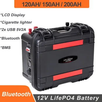 Lifepo4 Акумулаторна Батерия 12V 200ah Литиева Батерия Bluetooth BMS 120Ah Външна Водоустойчив 150Ah Акумулаторна Електроцентрала Инвертор