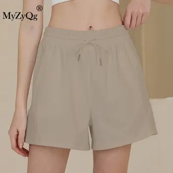 MyZyQg/ Дамски спортни панталони с джобове и висока талия, Свободни летни бързо съхнещи шорти за бягане, фитнес, мини панталони за танци, йога, байкерской дрехи, спортни дрехи