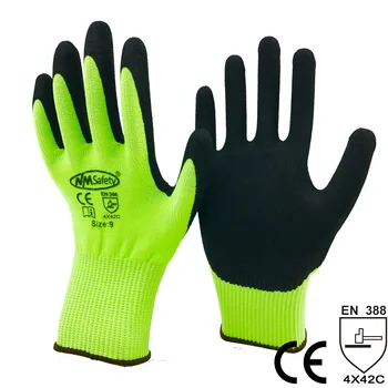 NMSafety 4 двойки от висококачествени супер меки работни ръкавици Hi-elbi, жълт на цвят, устойчиви на гумата