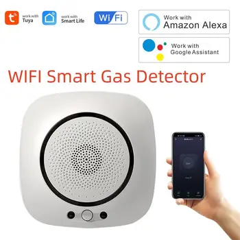 Sasha WIFI Интелигентен детектор за газ Безжичен кухненски сензор, изтичане на втечнен природен газ Smart Life APP Control Работа с Алекса Google Home