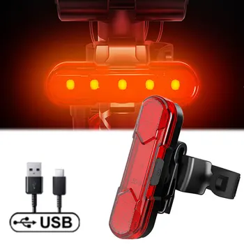 USB Акумулаторна батерия led задна светлина за велосипед Предупреждение за нощен езда, фаровете за планински велосипед, водоустойчиви защитни лампи, аксесоари за колоездене