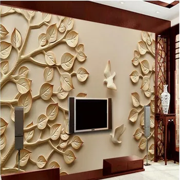 wellyu потребителски мащабни стенописи Papaver триизмерен перлено бял фон за телевизор нетъкан тапет papel de parede