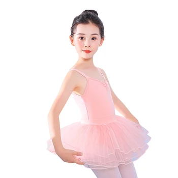 Балетное рокля, гимнастически трика за момичета, детски балет dance дрехи с къс ръкав, шифоновые поли, детско танцово трика с лък, 6 цвята