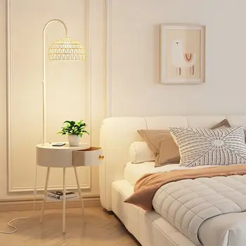 Безжични акумулаторни led лампи за дневна с ротанговым абажуром, стоящи лампи, нощни лампа за спални, декорация на дома