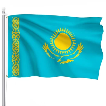 Безплатна доставка 90 + 150 см, декоративен банер с Национални флага на Казахстан