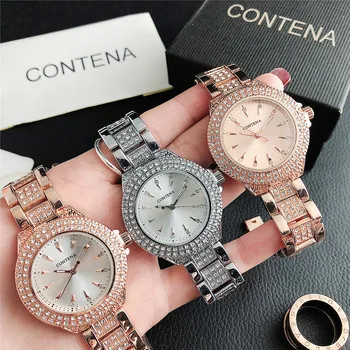 Висок клас марка, луксозни дамски часовник, дамски часовници с каишка от неръждаема стомана, с аналогов кварцов часовник relojes para mujer