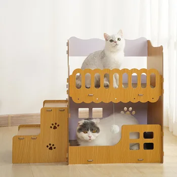 Голяма когтеточка за котки от велпапе с вертикална конструкция за максимално удоволствие от царапания