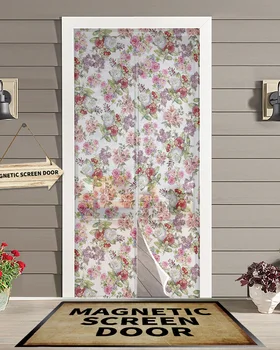 Градиент кухненски завеса с цветни листа, магнитна mosquito net, пердета за лятна спални, врата завеса от насекоми
