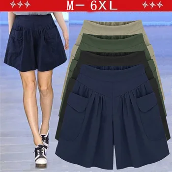 Градинска облекло Корен, свободни широки панталони, дамски летни реколта шорти с голям джоб, Модерни дневни универсални мигачи-cargo