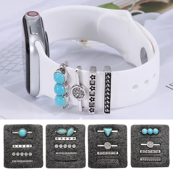 За Apple Watch, метални тюркоазени окачване, Декоративни пръстен, диамантен украса, умни часовници, силиконов каучук, аксесоари за iwatch