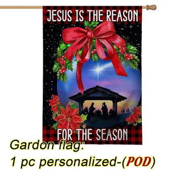 Исус е причината за сезона, флаг Крис Гардън, Декорация по поръчка, Коледен флаг, Уличен флаг Гринч-Забавление, Персонализирани