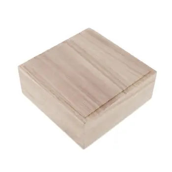 Квадратна дървена кутия, Дървена кутия с капак, Дървена ковчег, Кутия за съхранение , Дървена кутия