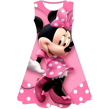 Костюми с анимационни герои за момичета с Мики Маус, роклята е с Мини маус, детско лятна рокля от серията Disney, подаръци за децата за рожден Ден, поли