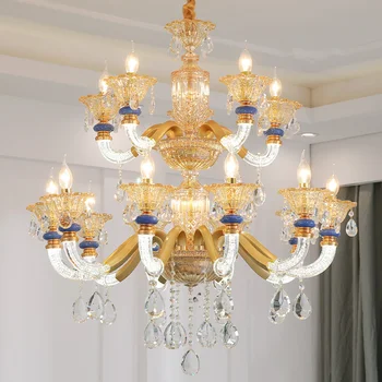 Луксозен Кристален полилей Хол, трапезария, спалня, творчески окачен светлина, атмосфера, входно антре вили, окачена лампа